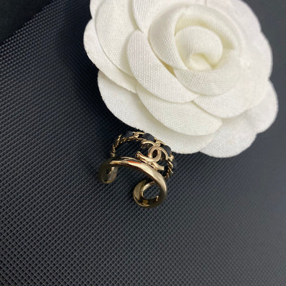 Leder galvanisiert Gold Offener Ring