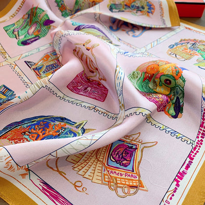 16 Horses Prismatic Square 50CM Seidentuch
