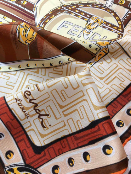 Vintage Handtasche Grafikdruck Seidenschal