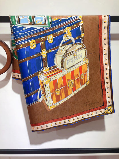 Vintage Handtasche Grafikdruck Seidenschal