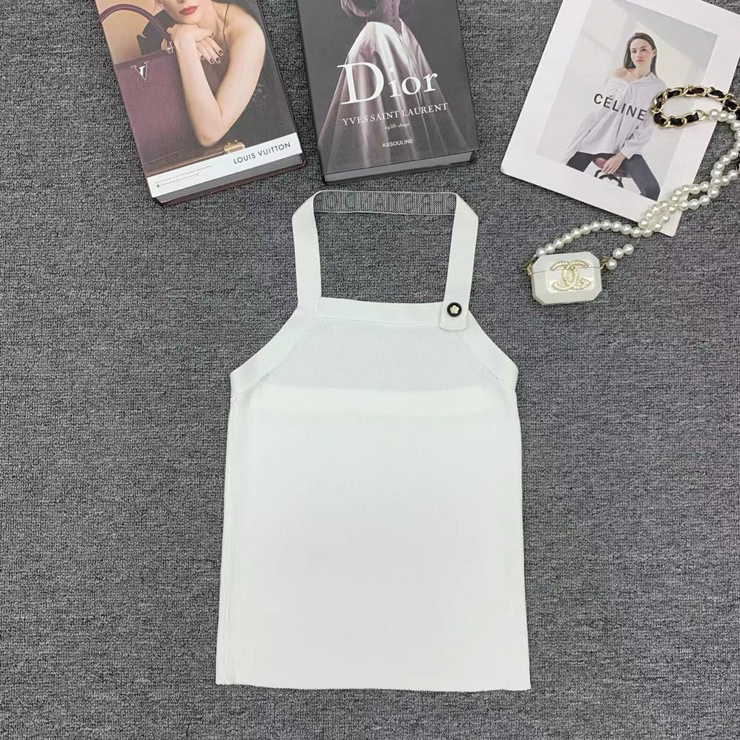 Gestreiftes Neckholder-Tanktop mit Rückenausschnitt