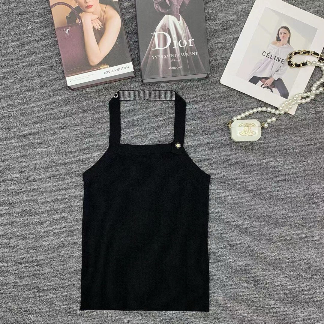 Gestreiftes Neckholder-Tanktop mit Rückenausschnitt