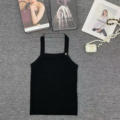 Gestreiftes Neckholder-Tanktop mit Rückenausschnitt