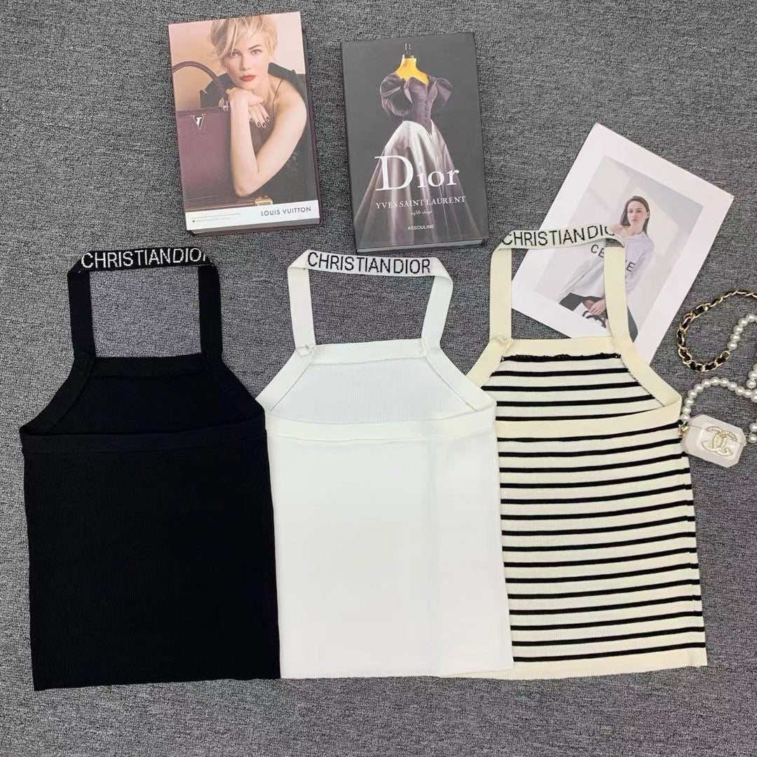 Gestreiftes Neckholder-Tanktop mit Rückenausschnitt