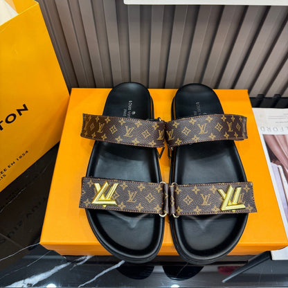 Unisex-Sandalen aus Leder mit Monogramm