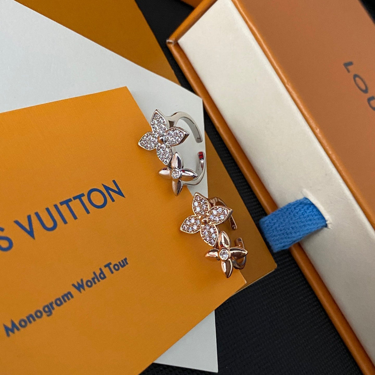 Diamant-Blumenring mit offener Form