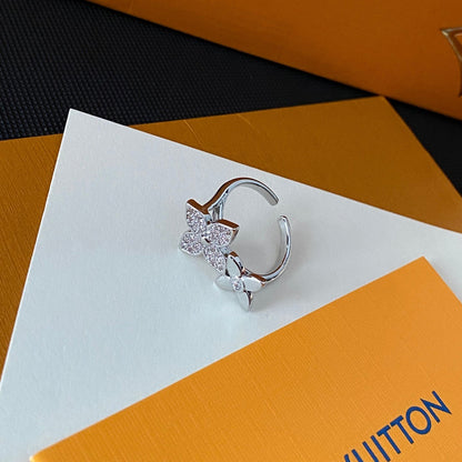 Diamant-Blumenring mit offener Form