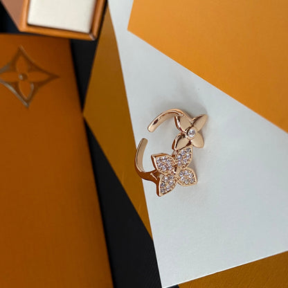 Diamant-Blumenring mit offener Form