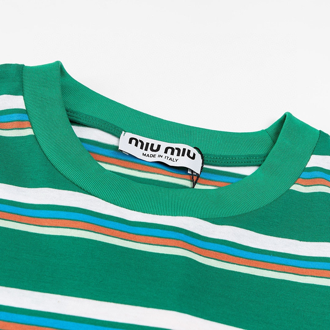 Gestreiftes Baumwoll-T-Shirt