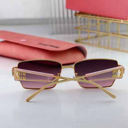 Retro HD-Rechtecksonnenbrille mit breitem Rand