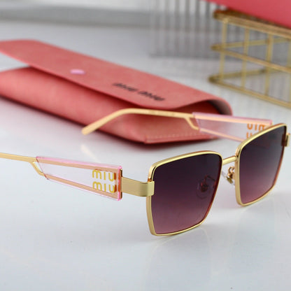 Retro HD-Rechtecksonnenbrille mit breitem Rand