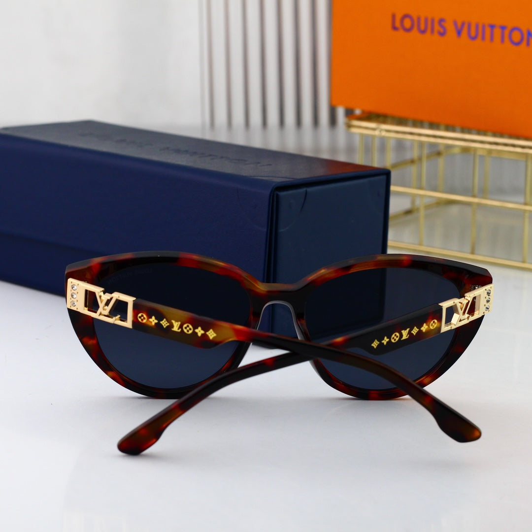 Neue Cat-Eye Metall-Sonnenbrille mit Hohl-Logo