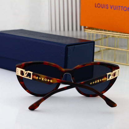 Neue Cat-Eye Metall-Sonnenbrille mit Hohl-Logo