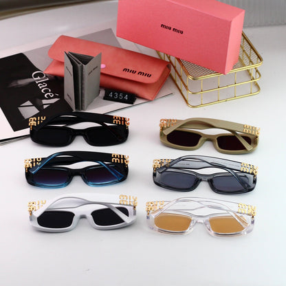Rechteckige Metall-Mode-Sonnenbrille für Damen