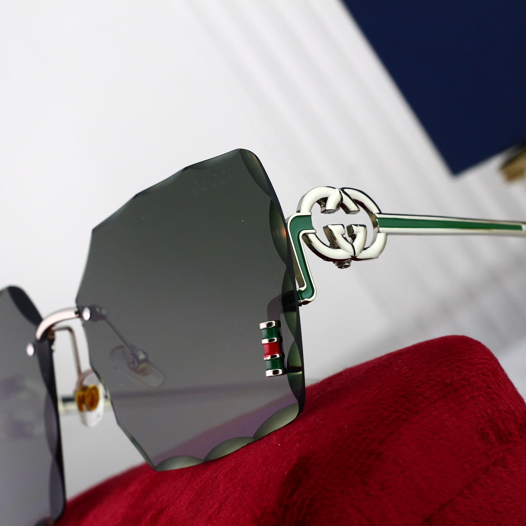 Metall-Logo rahmenlose HD-Sonnenbrille