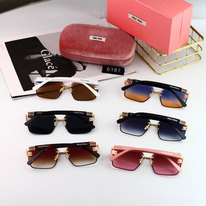 Rechteckige Metall-Mode-Sonnenbrille für Damen