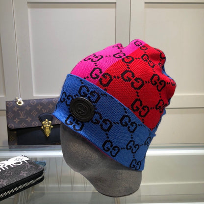 Unisex Patchwork-Farbnaht-Beanie-Mütze
