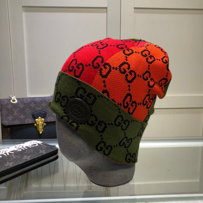 Unisex Patchwork-Farbnaht-Beanie-Mütze