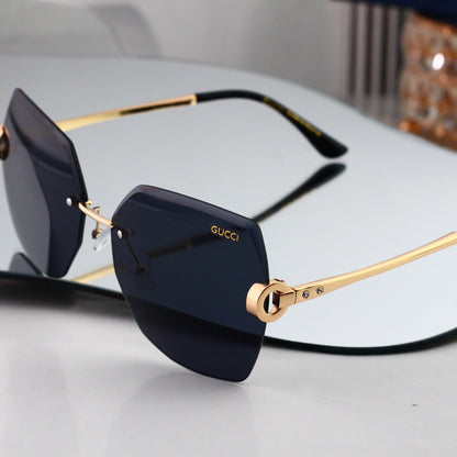 6 Color Rimless Round Logo Decor Sunglasses 4019