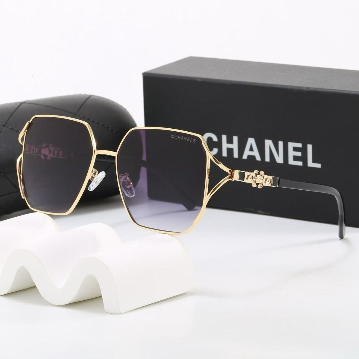 7 Color Hexagon Metal Decor Sunglasses