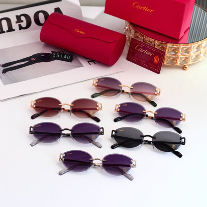 6 Color Rimless Round Sunglasses 35140