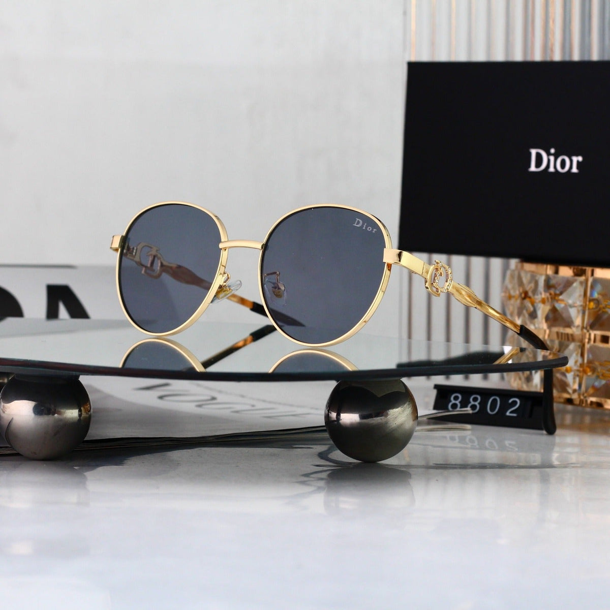 5 Color Round Metal Decor Sunglasses 8802