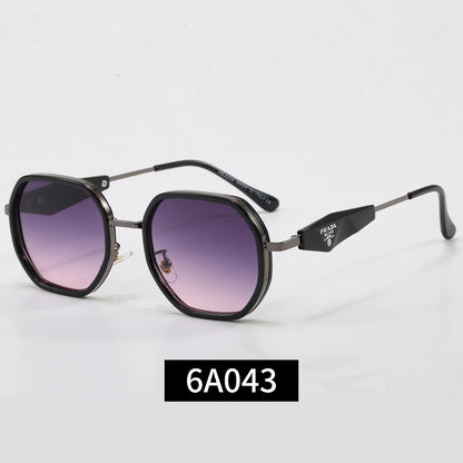 Geometrische Metallrahmen-Sonnenbrille, Dreieck-Detail UV400 Polarisierte Fashion Shades 6A043