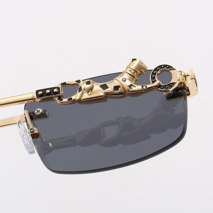 7 Color Rimless Panther Decor Sunglasses