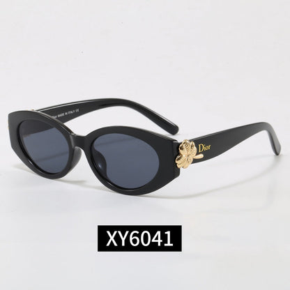 7 Color Oval Flower Decor Sunglasses XY6041