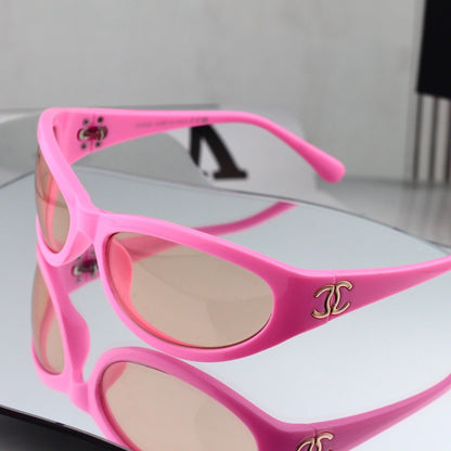 6 Color Y2K Oval Wrap‑Around Sunglasses 1587