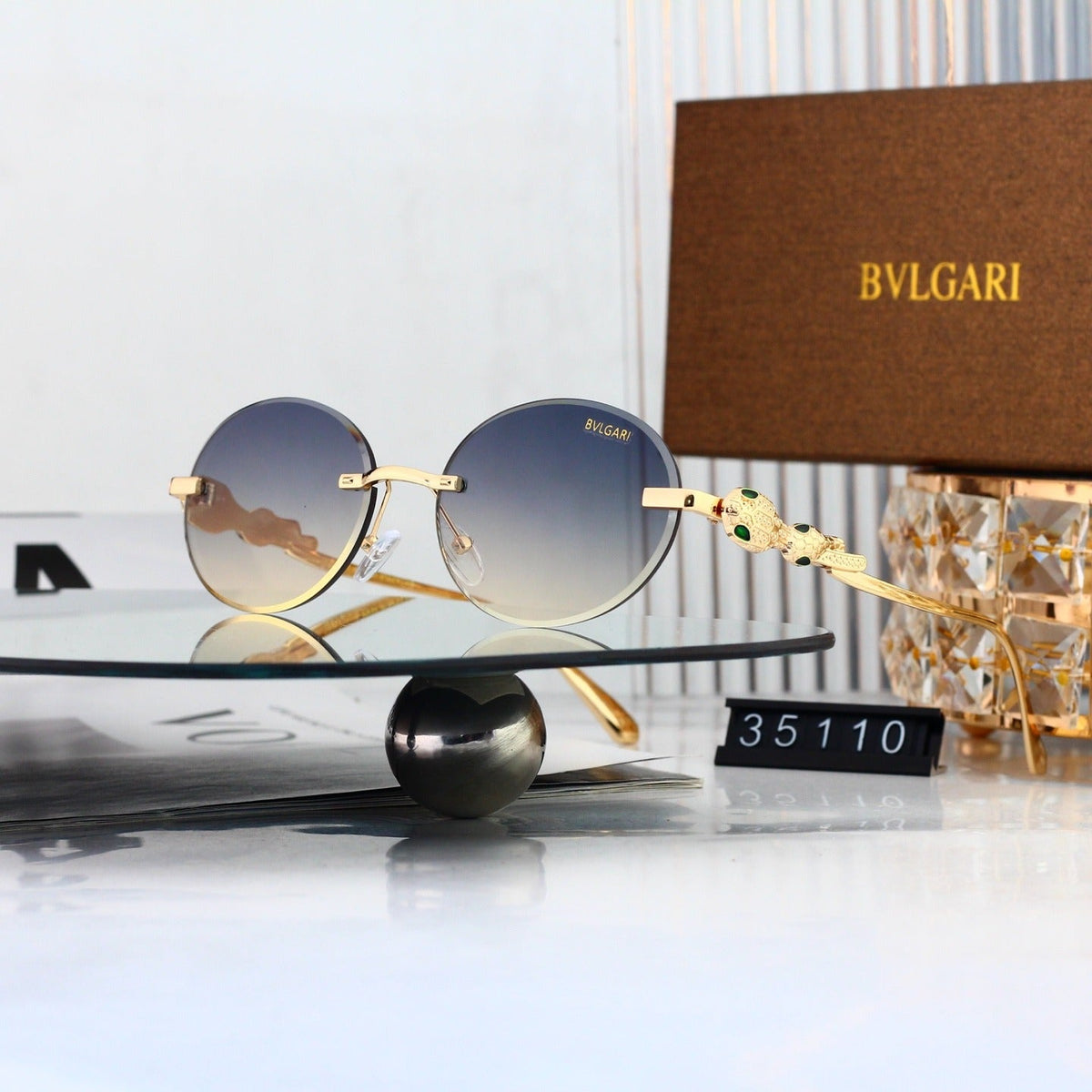 8 Color Rimless Round Serpent Sunglasses