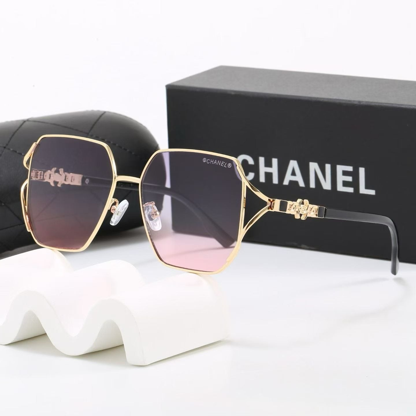 7 Color Hexagon Metal Decor Sunglasses