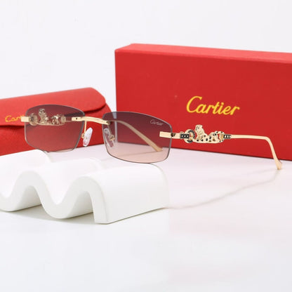 7 Color Rimless Panther Decor Sunglasses