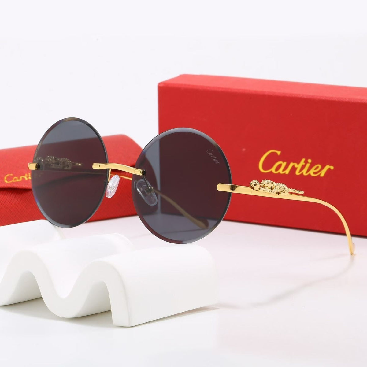 6 Color Rimless Round Panther Sunglasses
