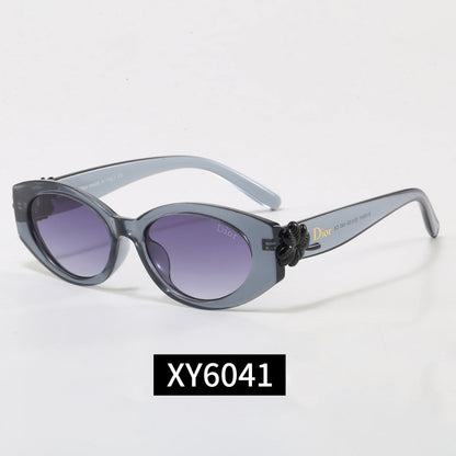 7 Color Oval Flower Decor Sunglasses XY6041
