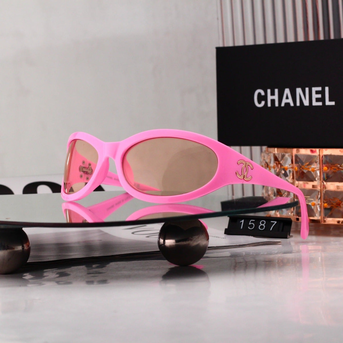 6 Color Y2K Oval Wrap‑Around Sunglasses 1587