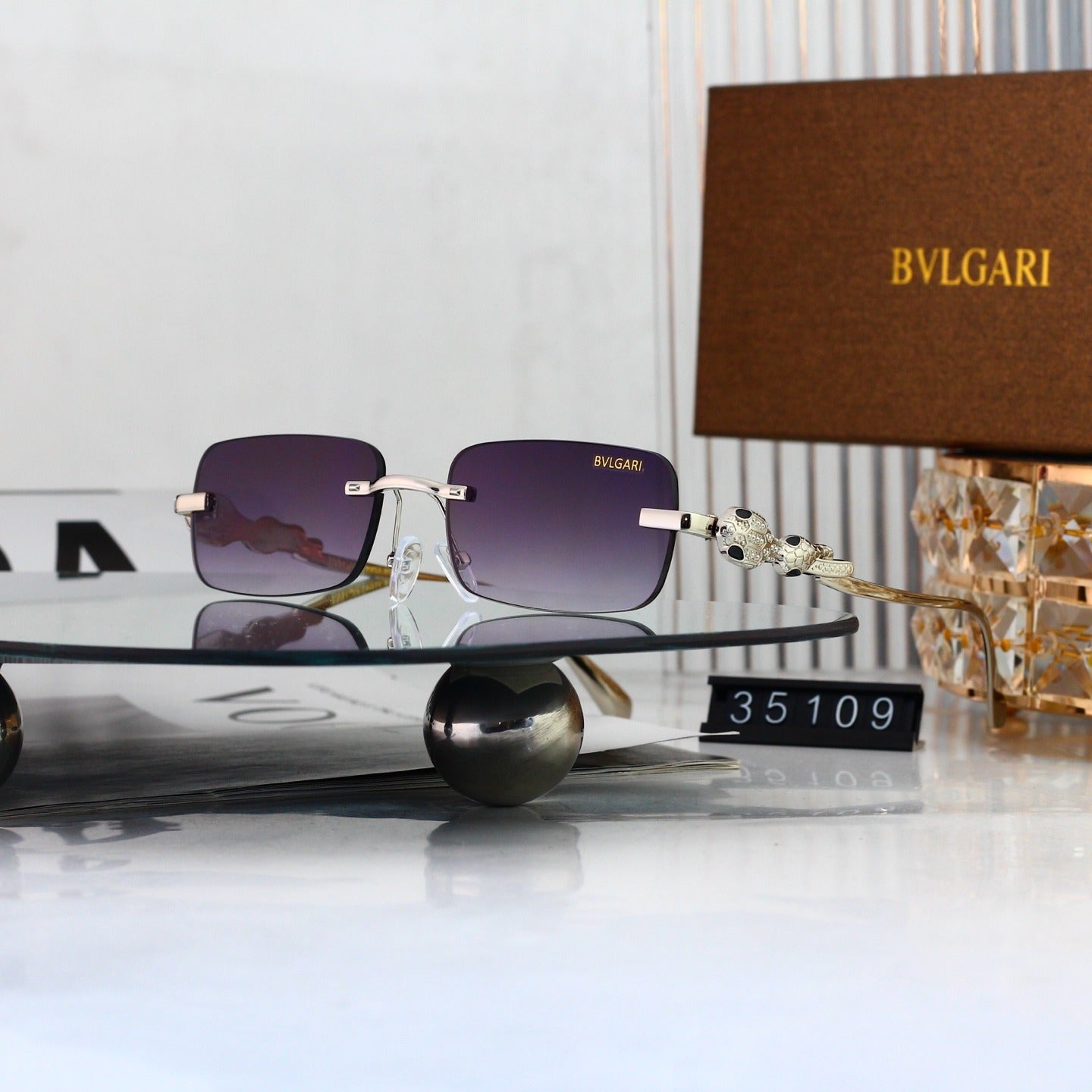 6 Color Rimless Square Serpent Sunglasses 35109