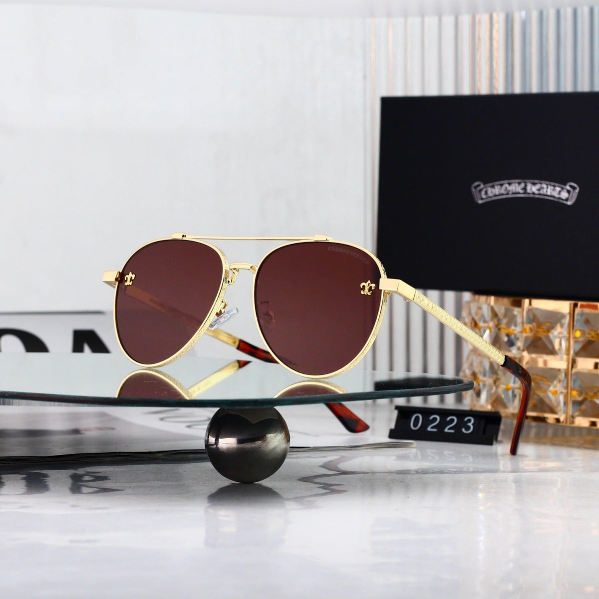 5 Color Pilot Skull Temple Sunglasses 0223