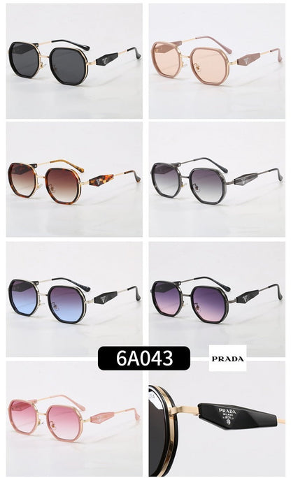 Geometrische Metallrahmen-Sonnenbrille, Dreieck-Detail UV400 Polarisierte Fashion Shades 6A043