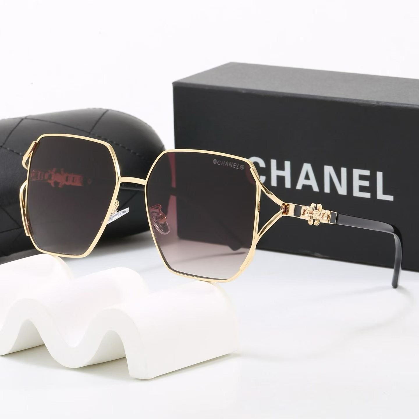 7 Color Hexagon Metal Decor Sunglasses
