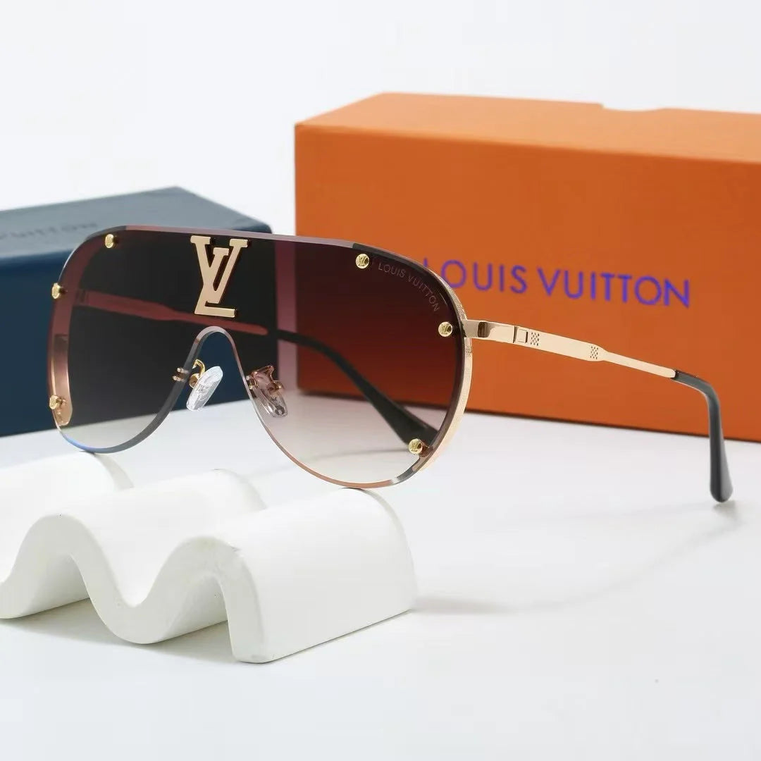 Oversized Integrated Metal Frame Sunglasses, UV400 Polarized Fashion Shades