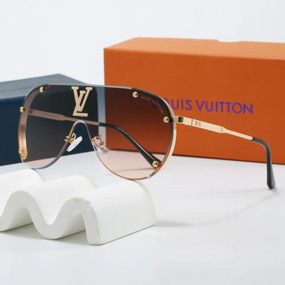 Oversized Integrated Metal Frame Sunglasses, UV400 Polarized Fashion Shades