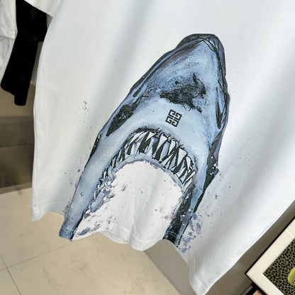 Blauer Hai Print T-Shirt