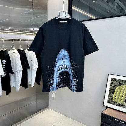 Blauer Hai Print T-Shirt